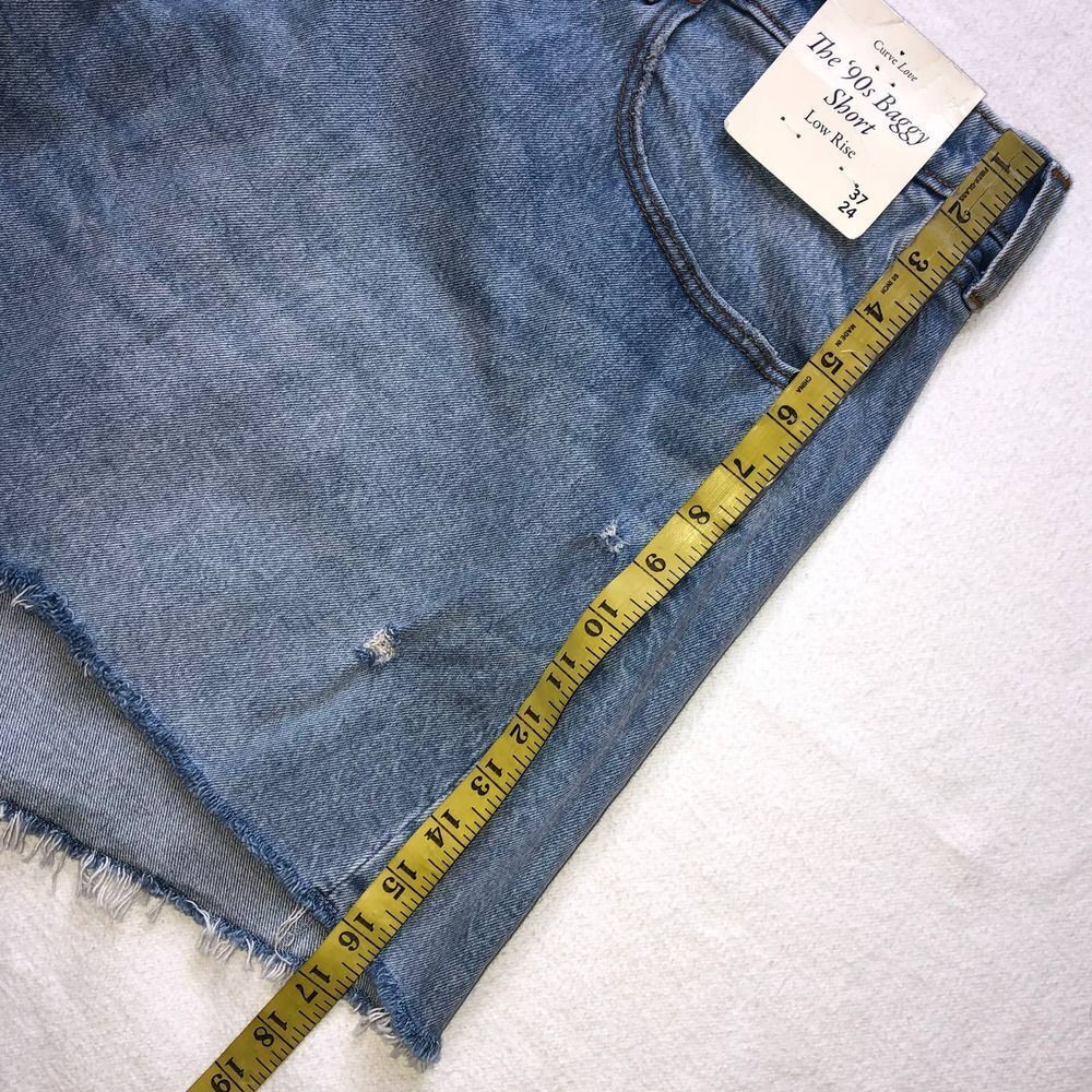 Abercrombie & Fitch Curve Love Distressed Blue Low Rise 90's Baggy Shorts- 37x24 - Picture 7 of 10